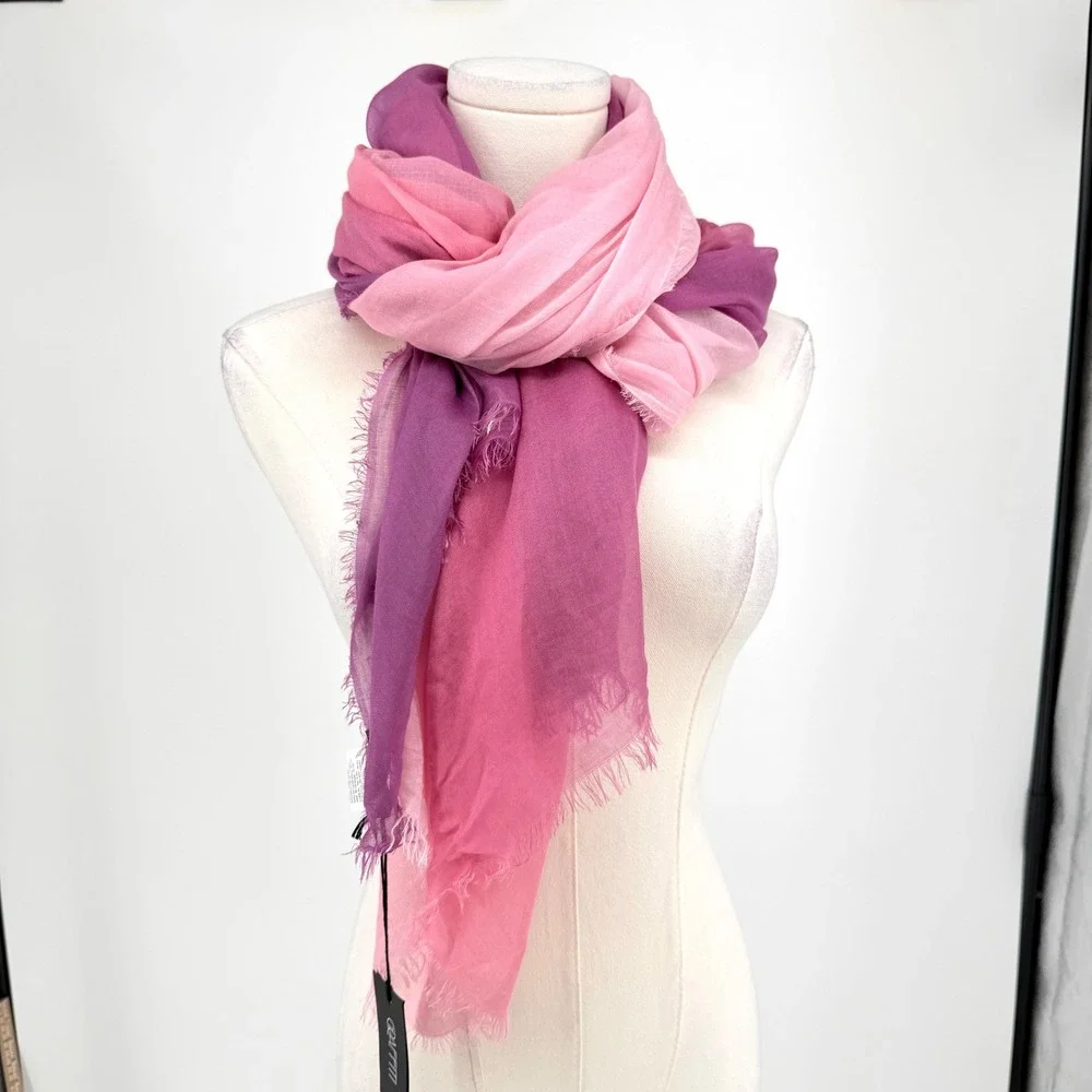 NWT‎ Faliero Sarti Modal Silk Blend Stole Ginevra Scarf Purple Pink Ombre Soft